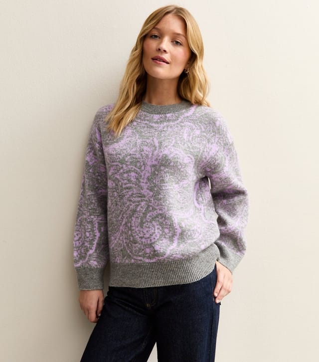 New Look Women's Purple Paisley Crew Neck Jumper New Look - 2