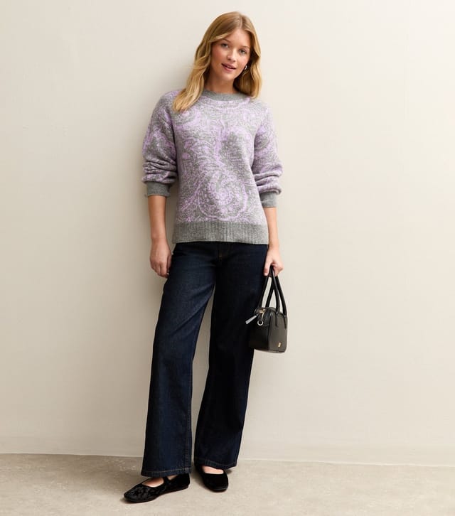 New Look Women's Purple Paisley Crew Neck Jumper New Look - 3