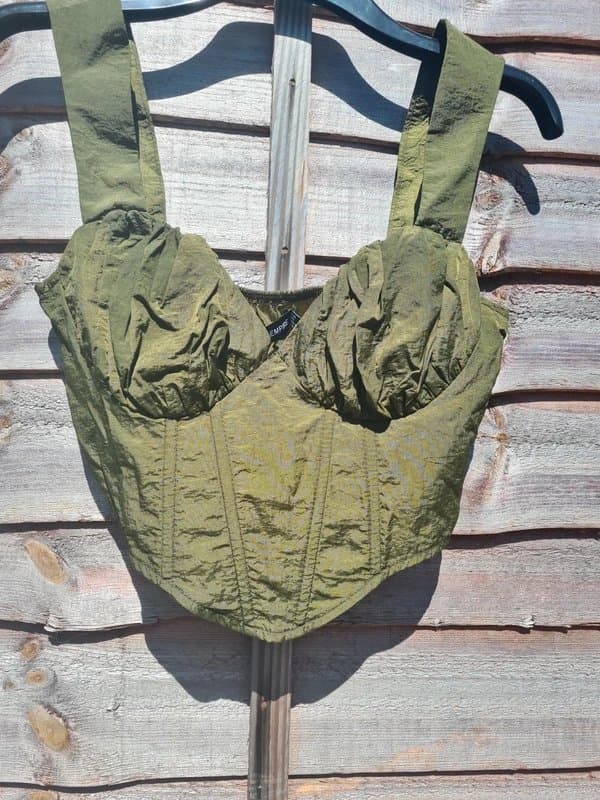 Missy Empire BNWT Missy Empire Jaycie Ruched Bust Corset Top - Size UK 10 / S - Khaki Green - Gorgeous