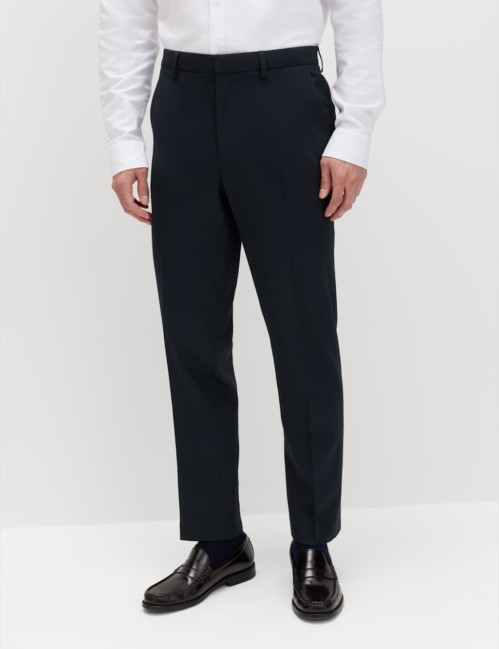 Marks & Spencer M&S Regular Fit Smart Stretch Trousers Dark Navy