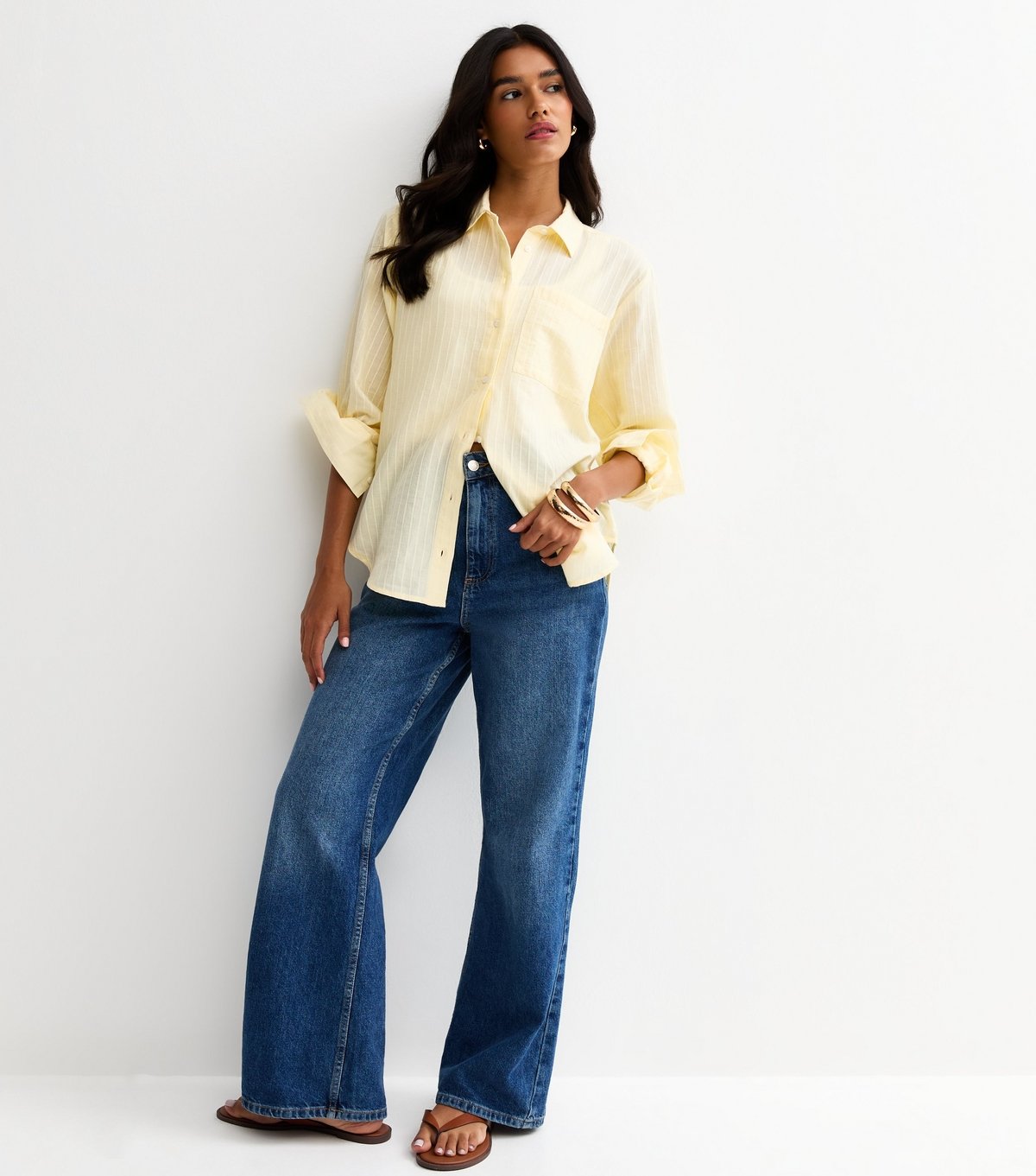 New Look Women's Light Yellow Stripe Long Sleeve Shirt New Look - 2