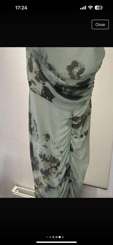 ASOS ASOS mesh asymmetric neck off shoulder ruched maxi dress in green