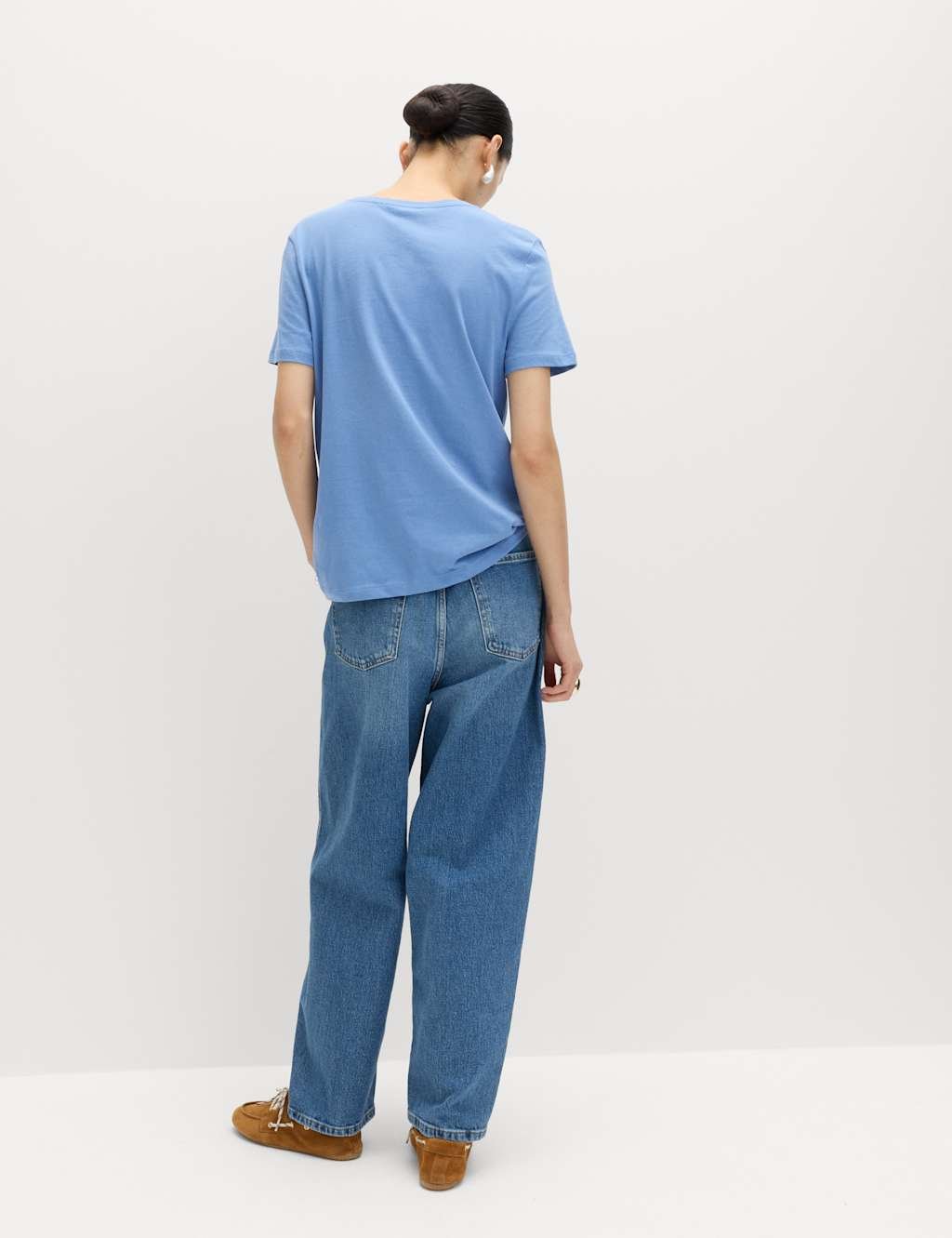 Marks & Spencer M&S Pure Cotton T-Shirt Azure Blue - 3