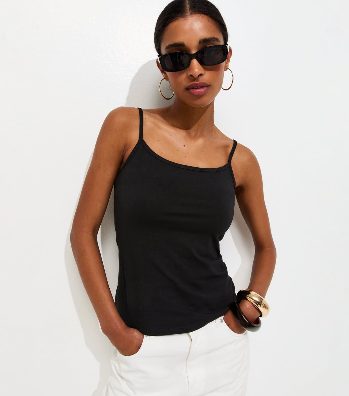 New Look New Look Black Scoop Neck Cami Top