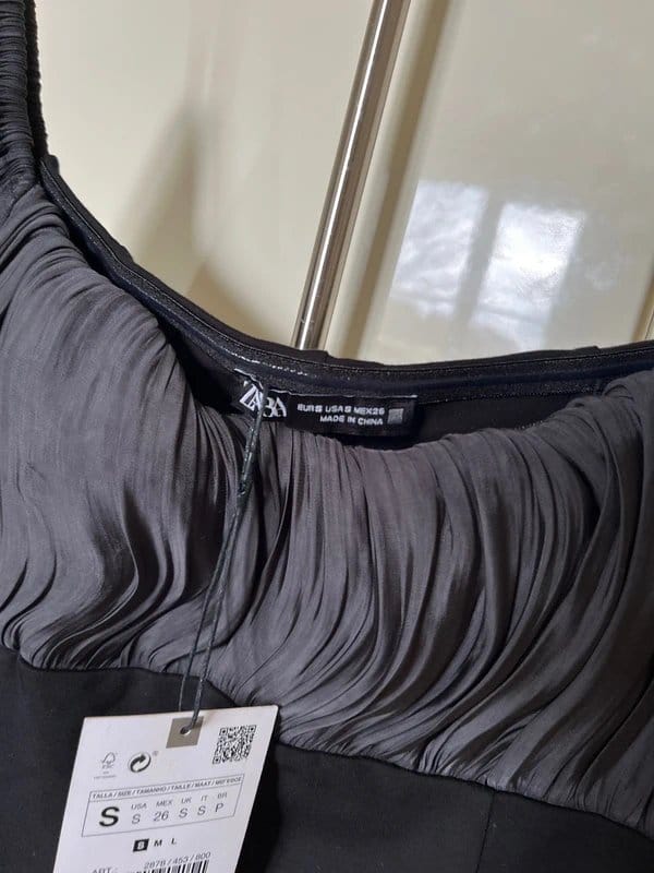 Zara Black Silk Square Neck Bodysuit