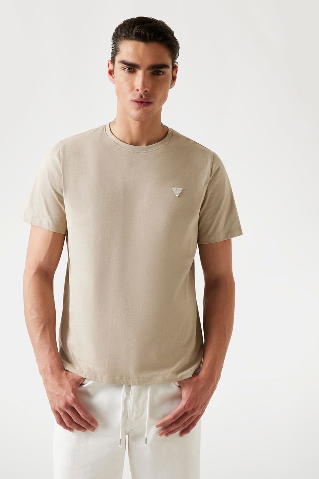 Guess Guess Men's Crew Neck Patch Tee Logo Stone - 1