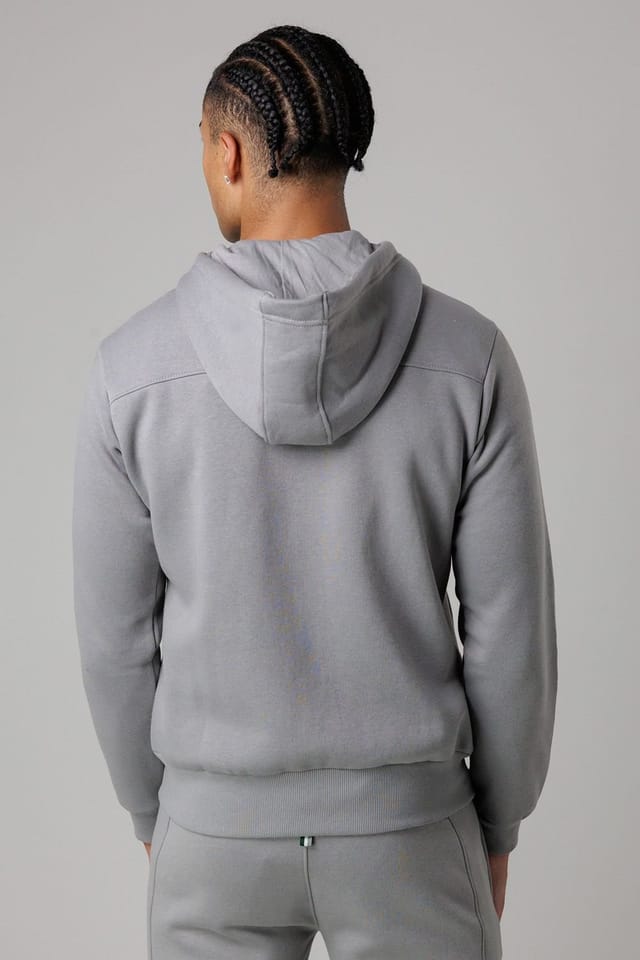 Santa Barbara Polo & Racquet Club Santa Barbara Polo & Racquet Club Men's Cotton Rich Zip Through Hoodie with Drawstring & Side Pockets in Grey - 2