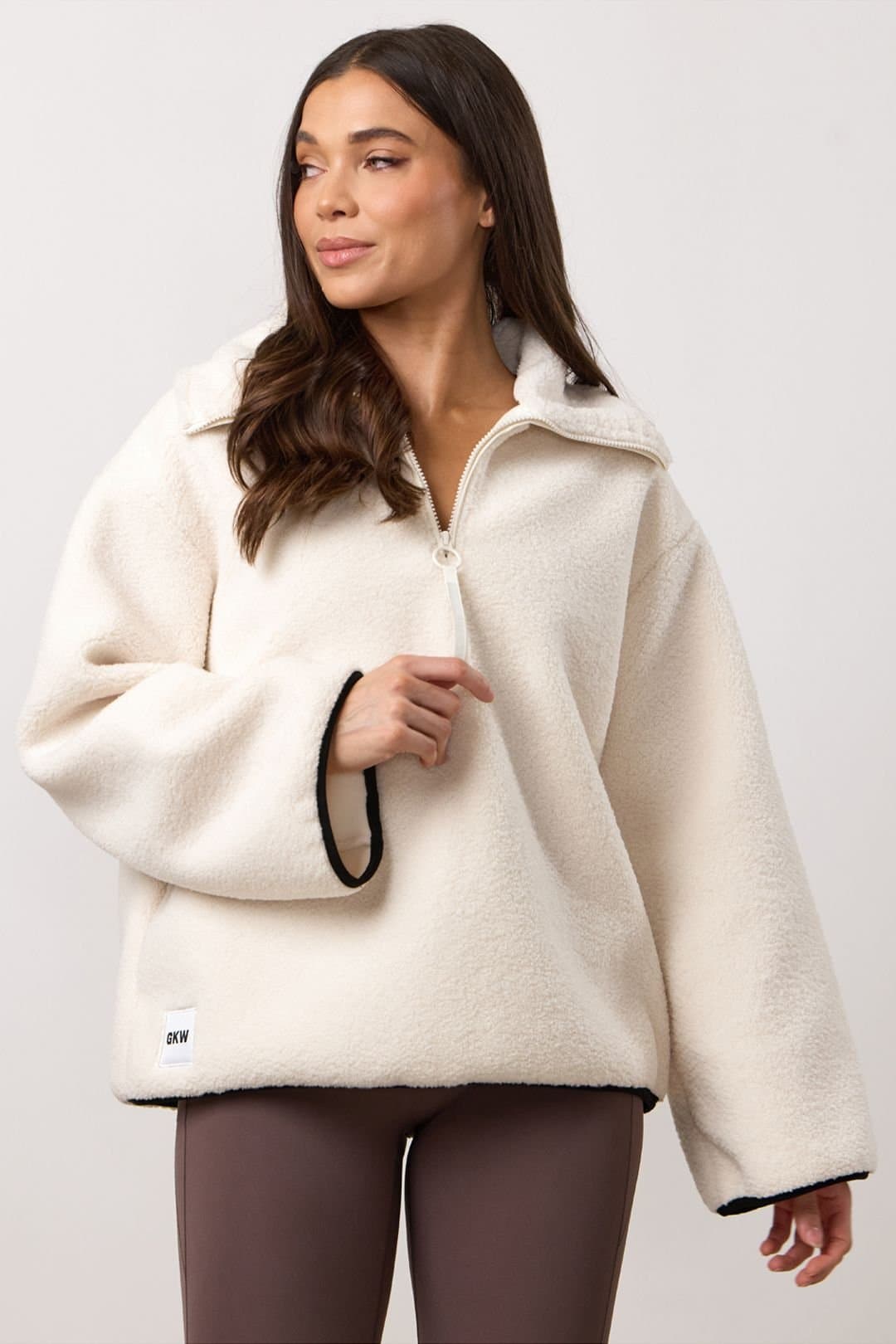 Gym King GYM KING Women's Replenish Borg Half Zip Marshmallow in Cream