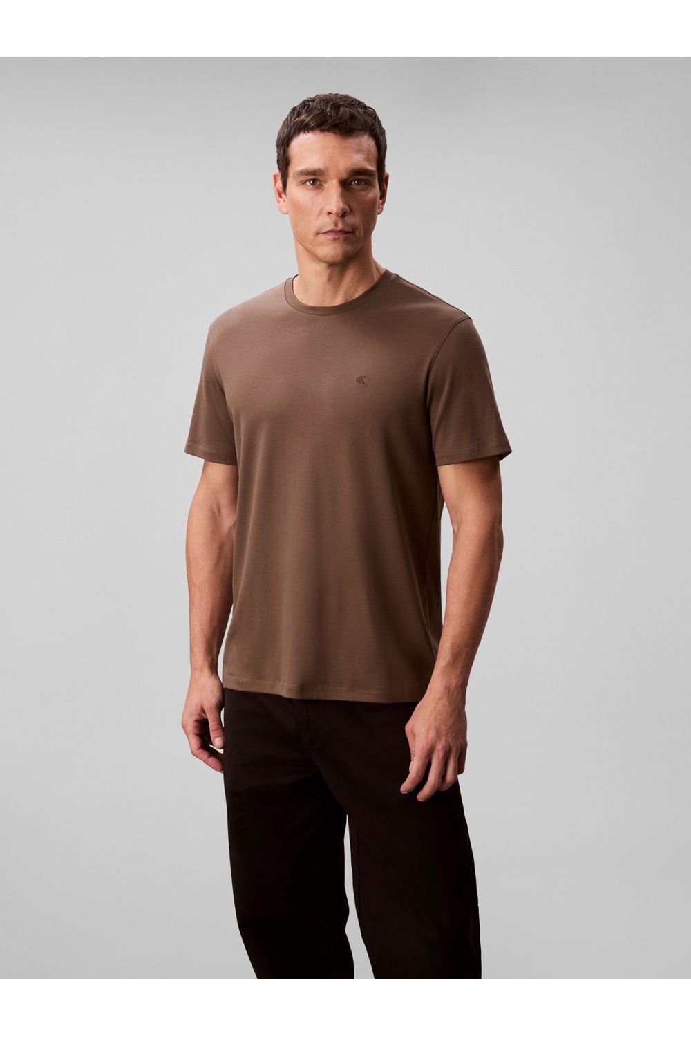 Calvin Klein Calvin Klein Men's Ss Supima Chest Emb Crewneck Tee Grey - 3