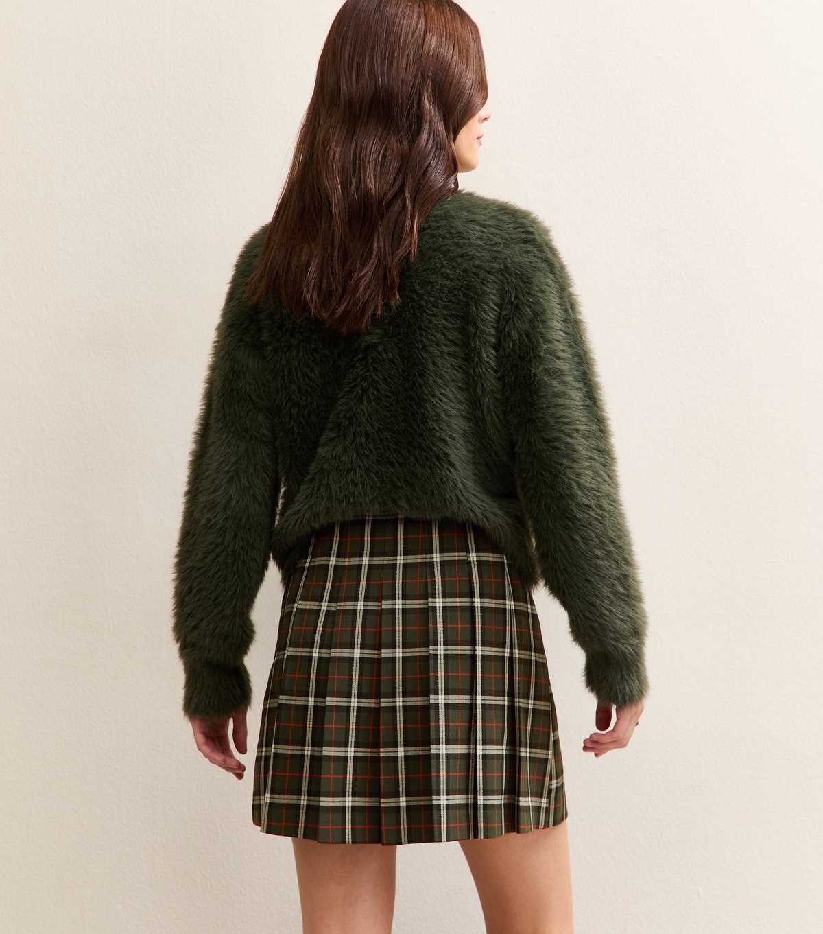 New Look Women's Green Tartan Checked Knife Pleated Skirt New Look - 3
