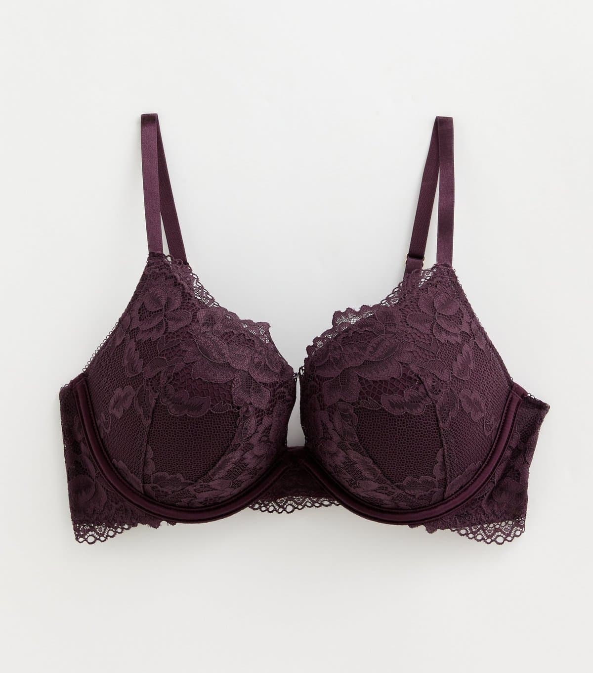New Look Women's Dark Purple Lace Boost Bra New Look