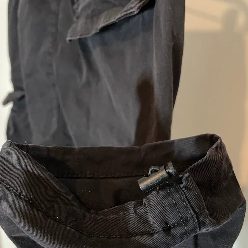 Bershka Men’s Bershka Black Cargo Pants with Adjustable Cuffs at the Ankle  - Size Small