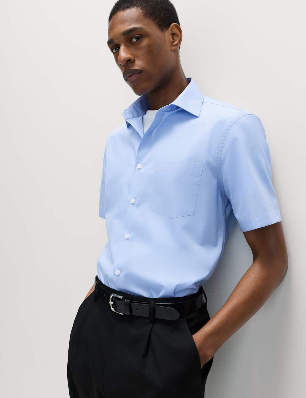M&S Blue Mix Slim Fit Easy Iron Shirts 2-Pack