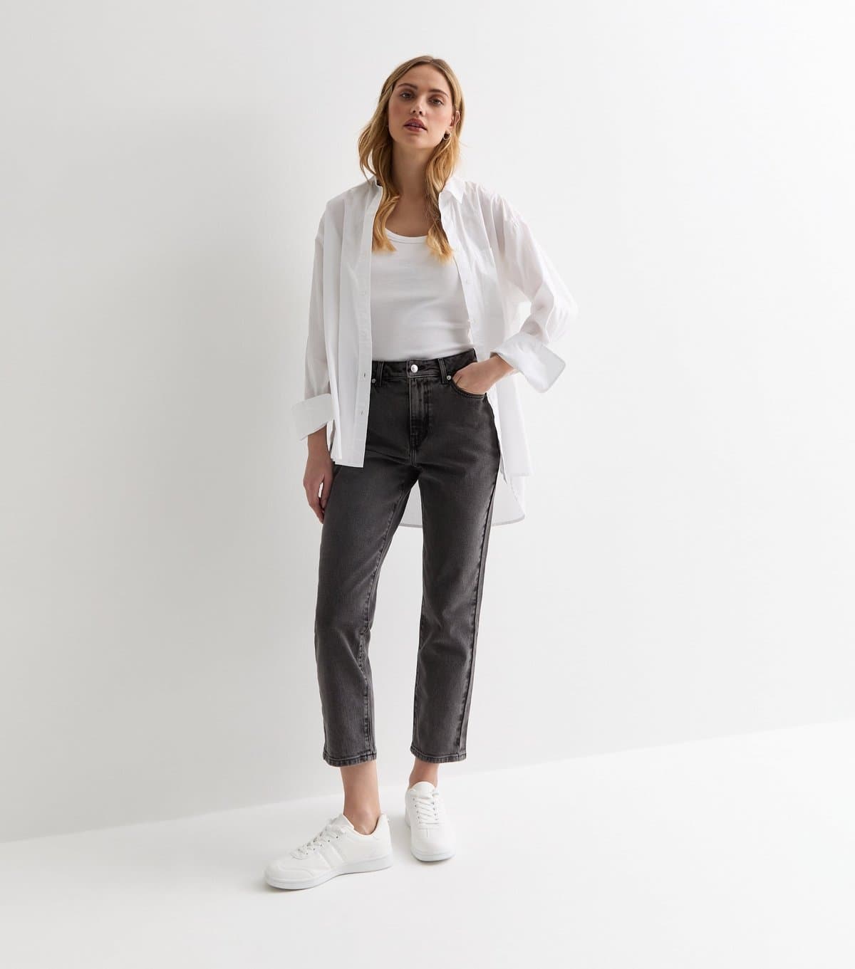 New Look New Look Dark Grey Comfort-Stretch Straight Leg Jeans
