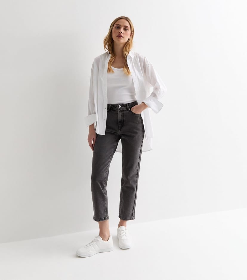 New Look Women's Dark Grey Ankle Grazing Hannah Straight Leg Jeans New Look - 1