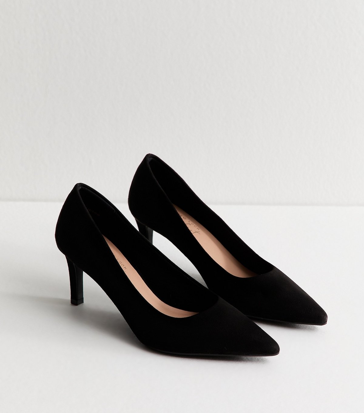 New Look Women's Black Faux Suede Mid Stiletto Heel Court Shoes Vegan New Look - 2