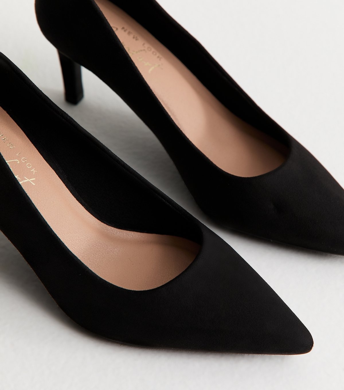 New Look Women's Black Faux Suede Mid Stiletto Heel Court Shoes Vegan New Look - 3