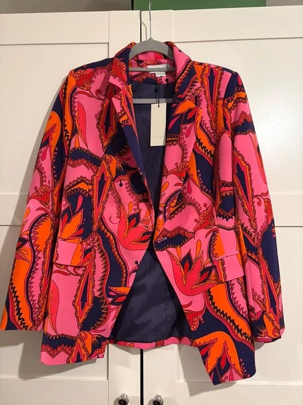 Never Fully Dressed Never Fully Dressed Pink Abstract Blazer size 10