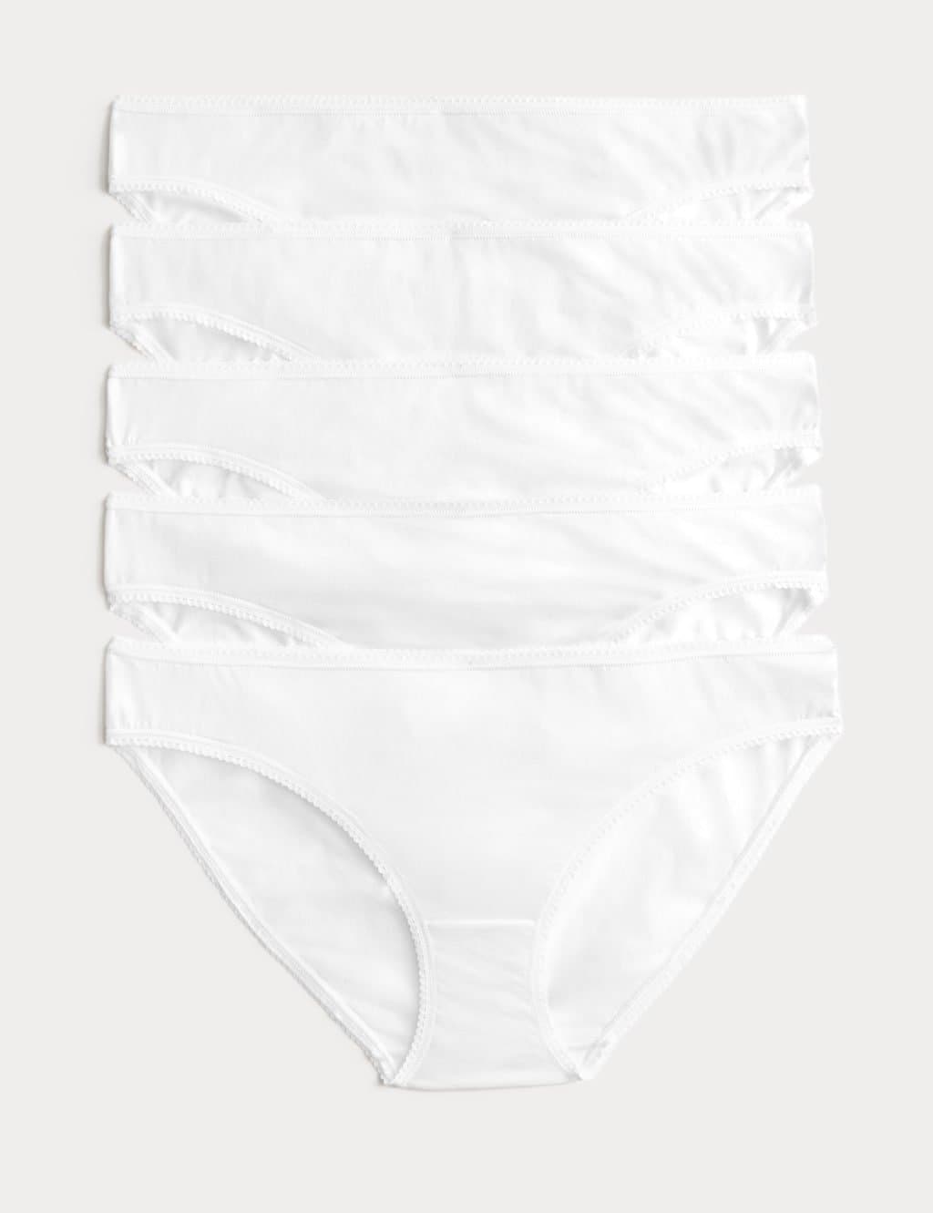 Marks & Spencer M&S 5pk Cotton Lycra® Bikini Knickers White