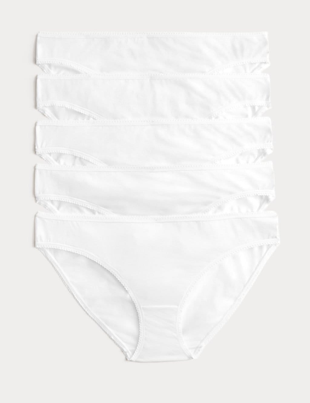 Marks & Spencer M&S 5pk Cotton Lycra® Bikini Knickers White - 1