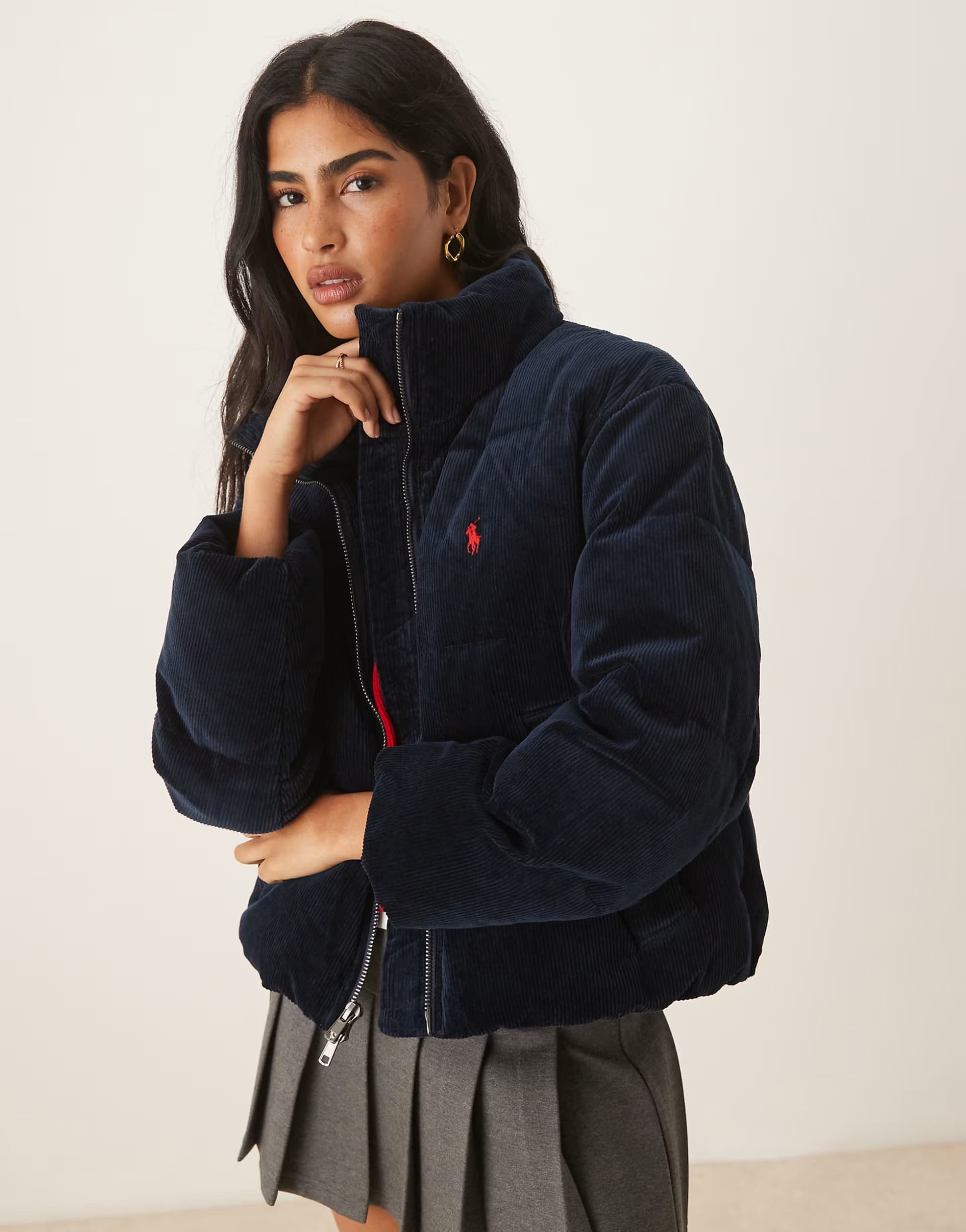ASOS Polo Ralph Lauren icon logo cord puffer jacket in navy