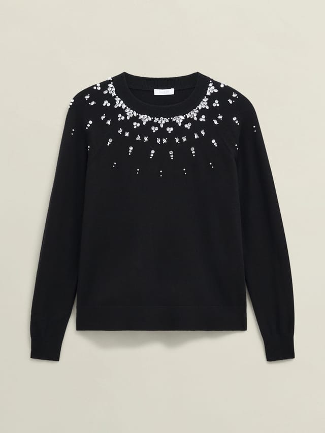 Hobbs London Hobbs London Women's Theodora Gem Jumper in Black - 2