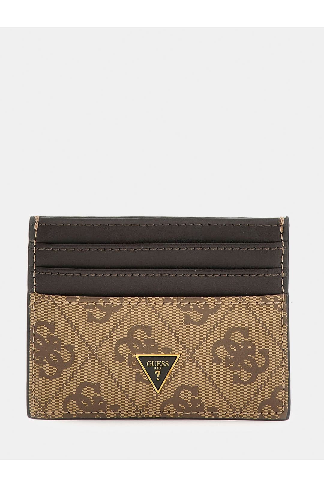 Guess Guess Men's All Over Logo Cardholder Beige in Brown - 1