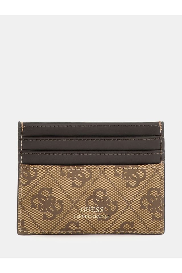 Guess Guess Men's All Over Logo Cardholder Beige in Brown - 2
