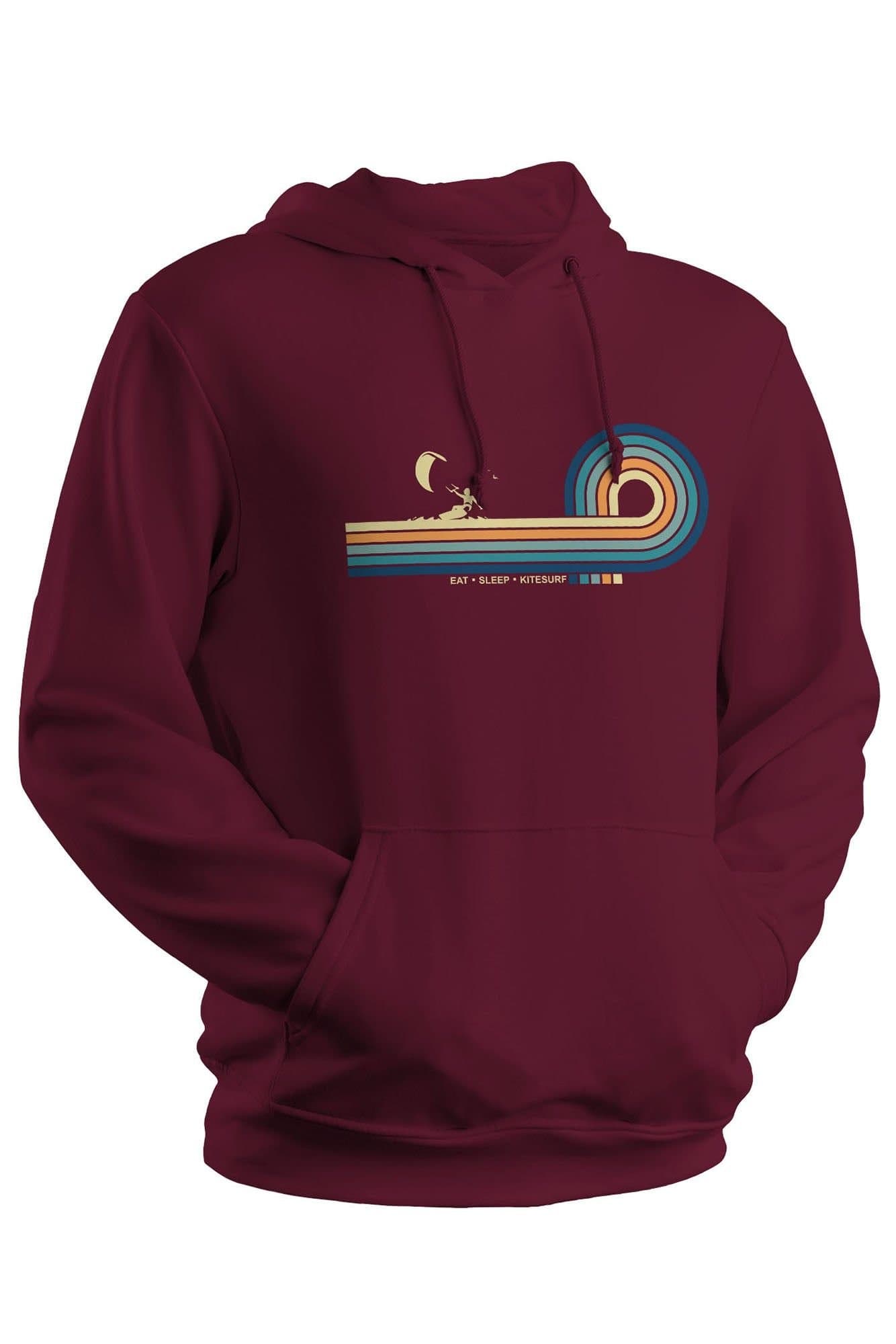 Bad Zebedee Bad Zebedee Men's Retro Lines Kitesurf Hoodie in Burgundy