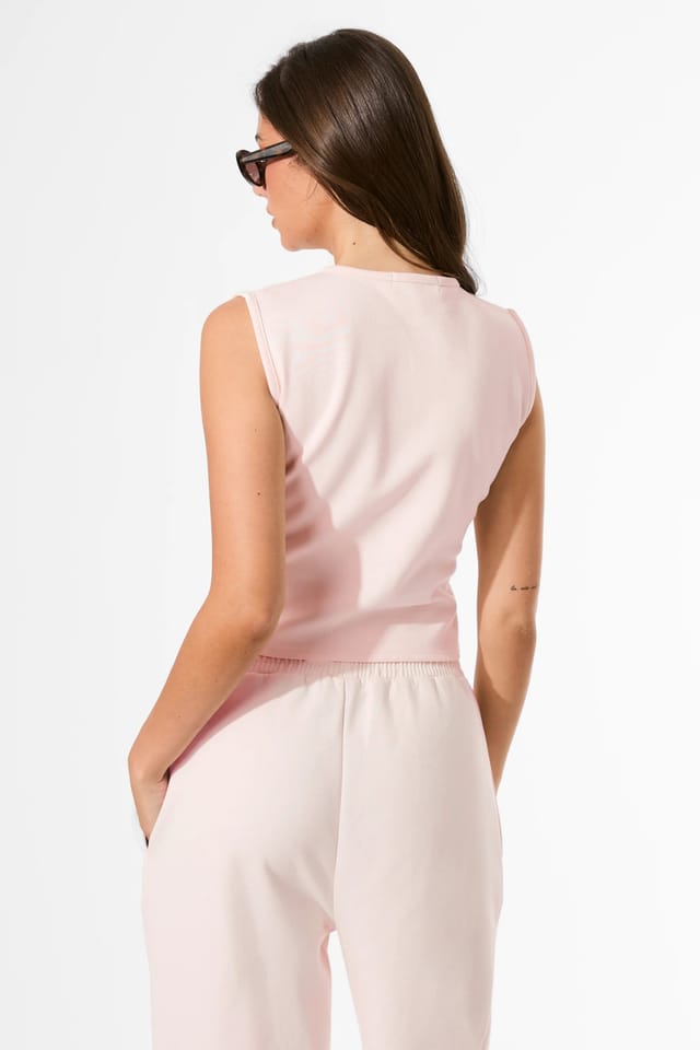 Kaiia Kaiia Embossed Bubble Logo Button Waistcoat Light Rose - 3