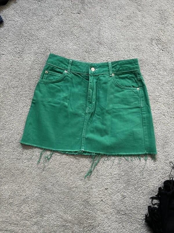 Topshop Topshop petite green denim skirt
