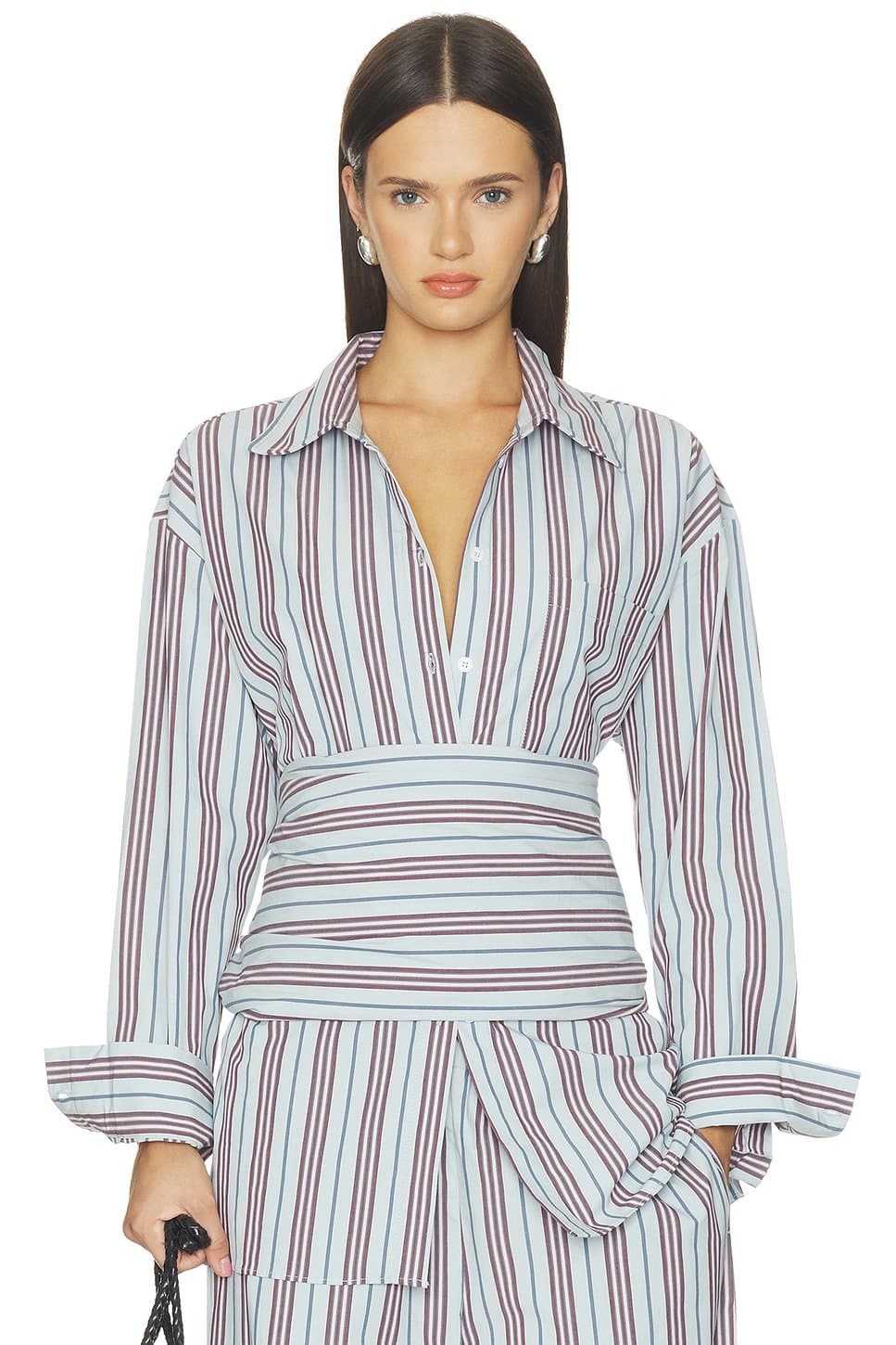 revolve Revolve Light Blue & Pink Stripe Striped Shirt