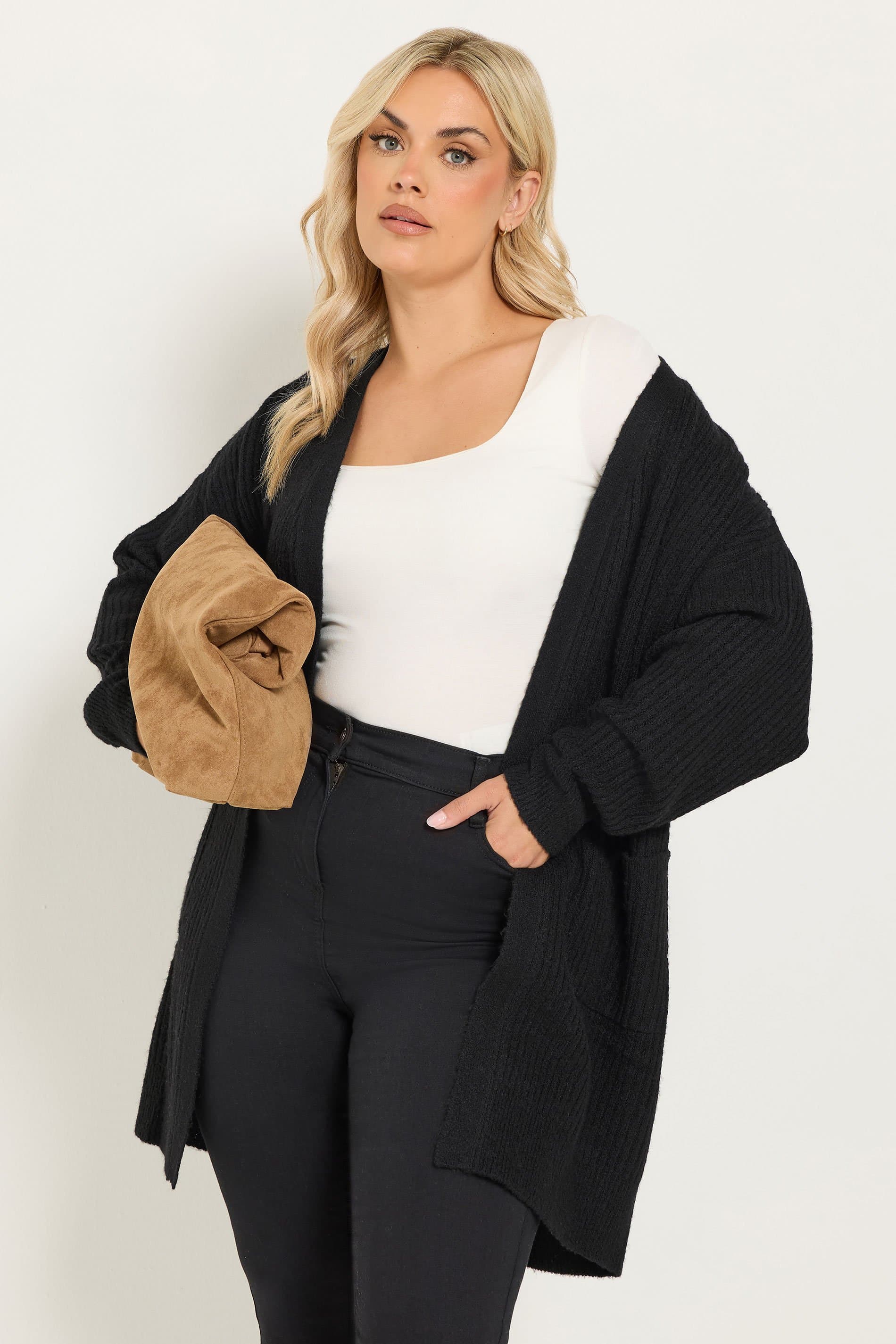 Yours Plus Size Black Longline Cardigan