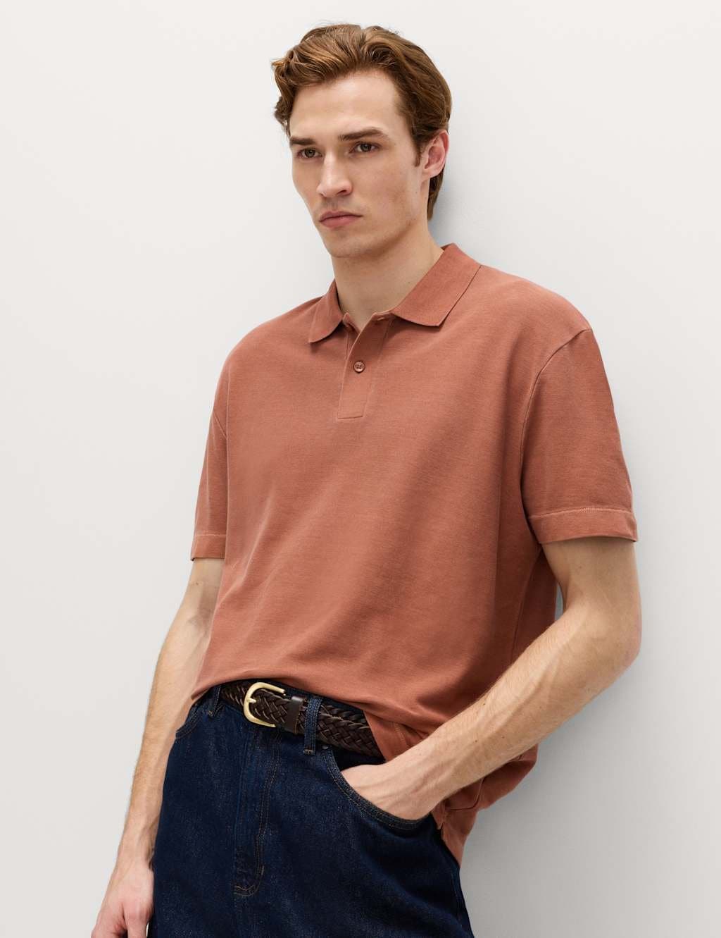 Marks & Spencer M&S Rust Cotton Polo Shirt