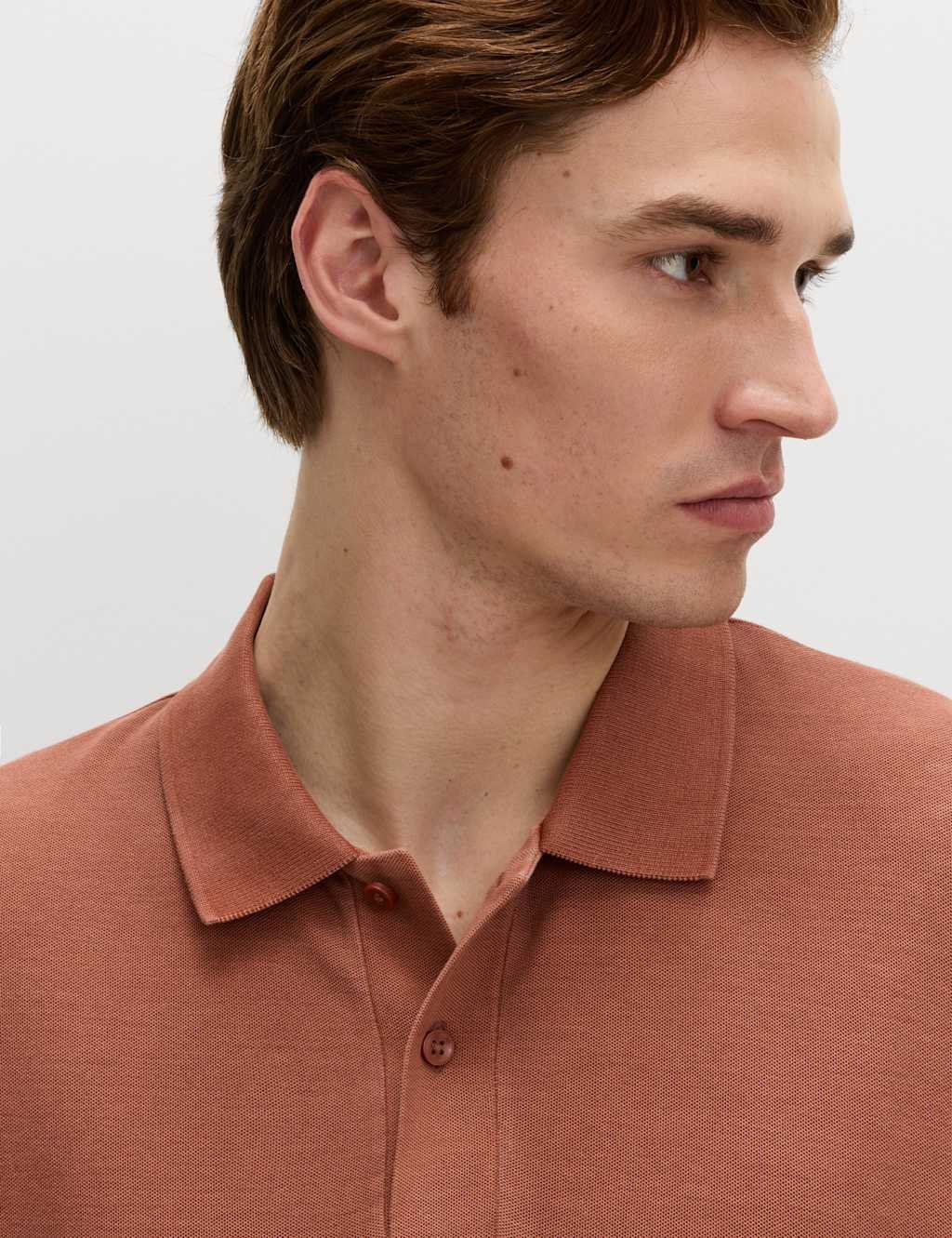 Marks & Spencer M&S Pure Cotton Garment Dyed Polo Shirt Rust - 2