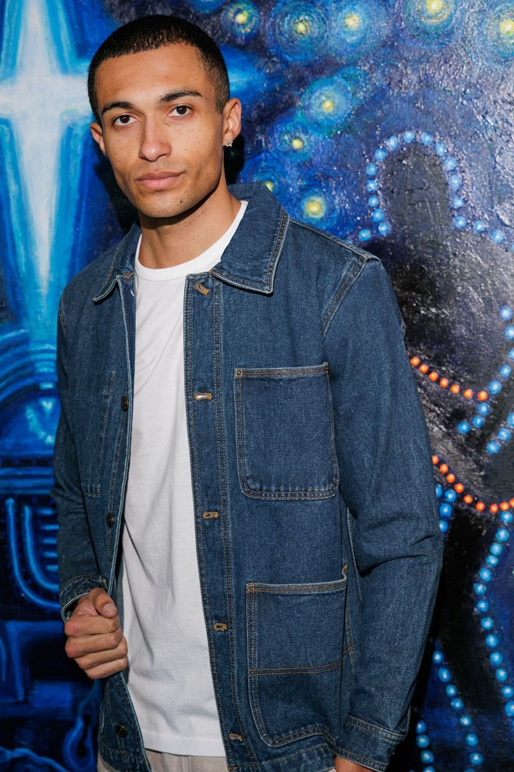 Tokyo Laundry Tokyo Laundry Men's Cotton Washed Denim Chore Jacket in Mid Blue - 1