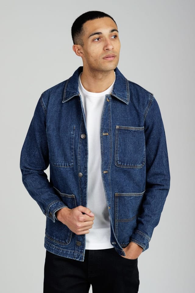 Tokyo Laundry Tokyo Laundry Men's Cotton Washed Denim Chore Jacket in Mid Blue - 2