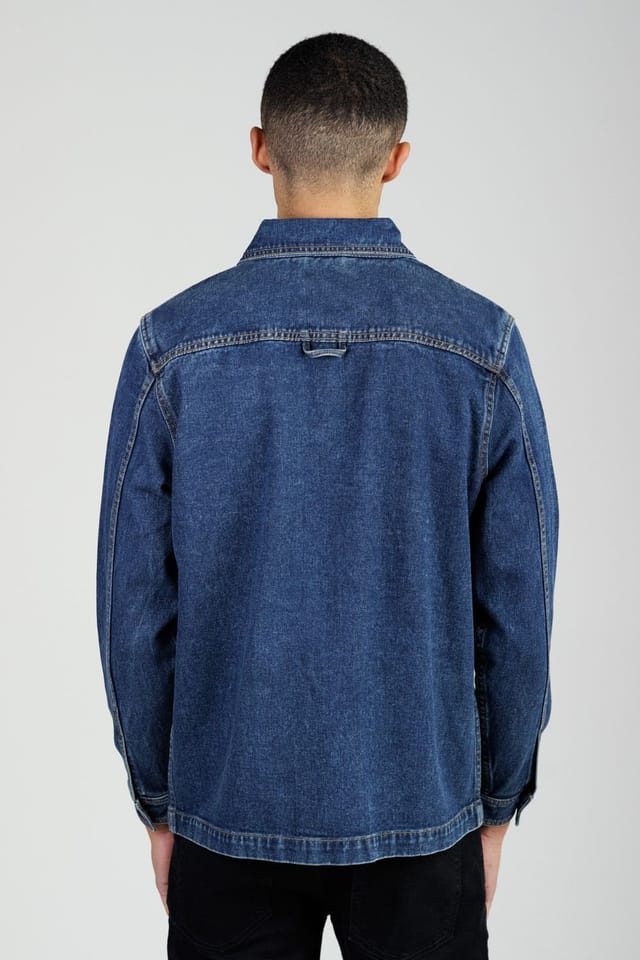 Tokyo Laundry Tokyo Laundry Men's Cotton Washed Denim Chore Jacket in Mid Blue - 3