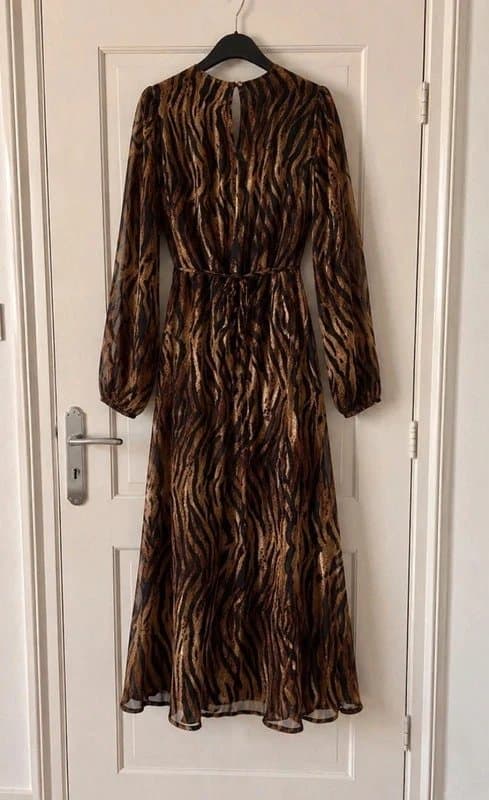 New Look New Look Brown Chiffon Zebra Print Long Sleeve Midi Dress