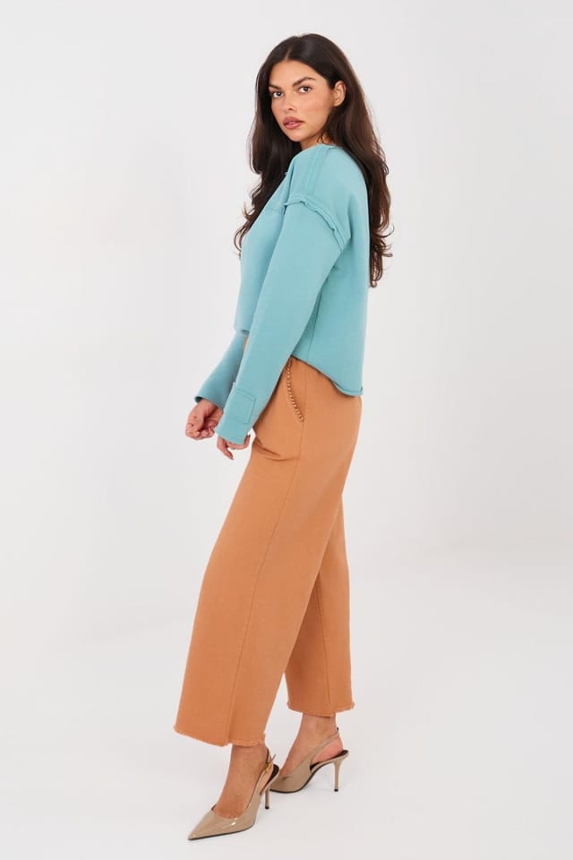 Love Lace Love Lace Women's High Waisted Cotton Elastane Wide Leg Pants in Orange - 2