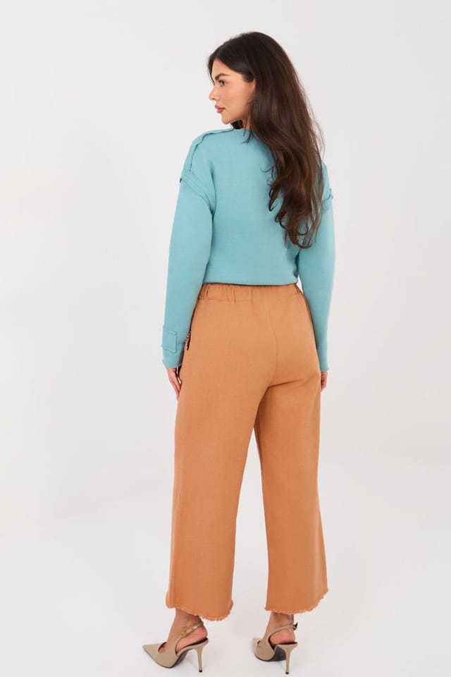 Love Lace Love Lace Women's High Waisted Cotton Elastane Wide Leg Pants in Orange - 3