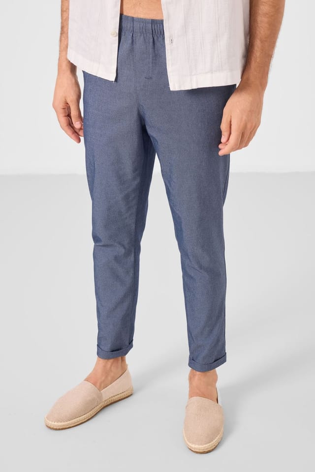 Tommy Life Tommy Life Men's Straight-leg Gabardine Chinos in Blue - 2