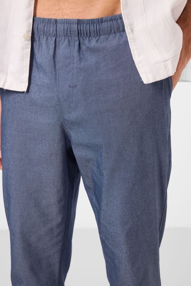 Tommy Life Tommy Life Men's Straight-leg Gabardine Chinos in Blue - 3