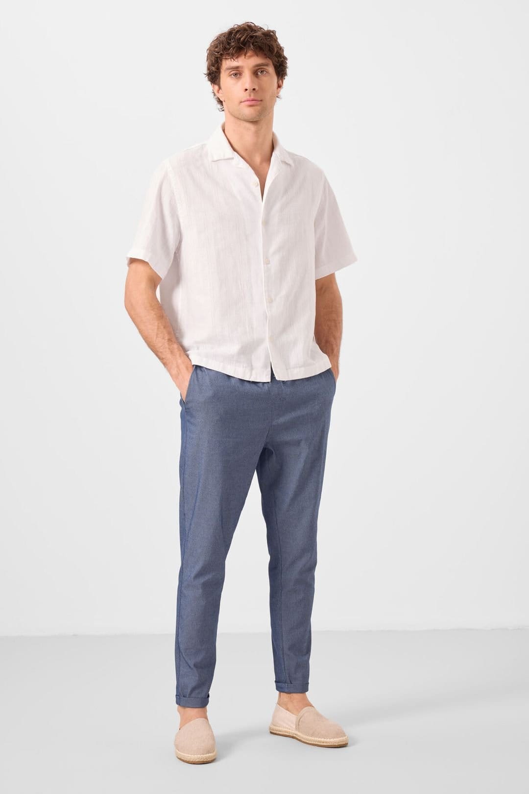 Tommy Life Tommy Life Men's Straight-leg Gabardine Chinos in Blue - 4