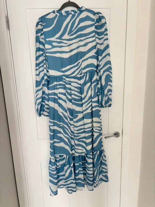Never Fully Dressed Pale blue and white zebra print Never Fully Dressed dress - 1