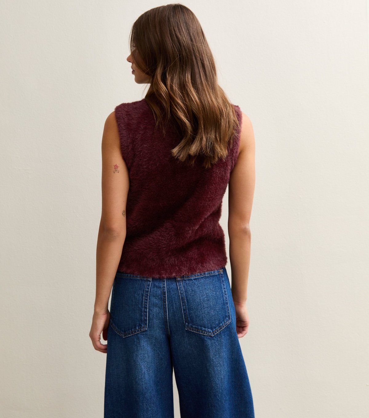 New Look Women's Burgundy Fluffy Knit Tank Top New Look - 4