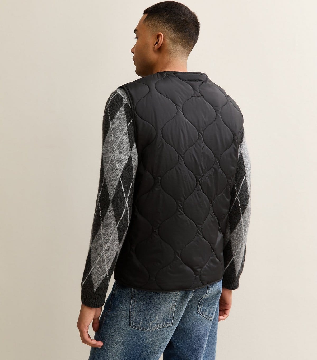 New Look Men's Black Regular Quilted Patch Pocket Gilet New Look - 4