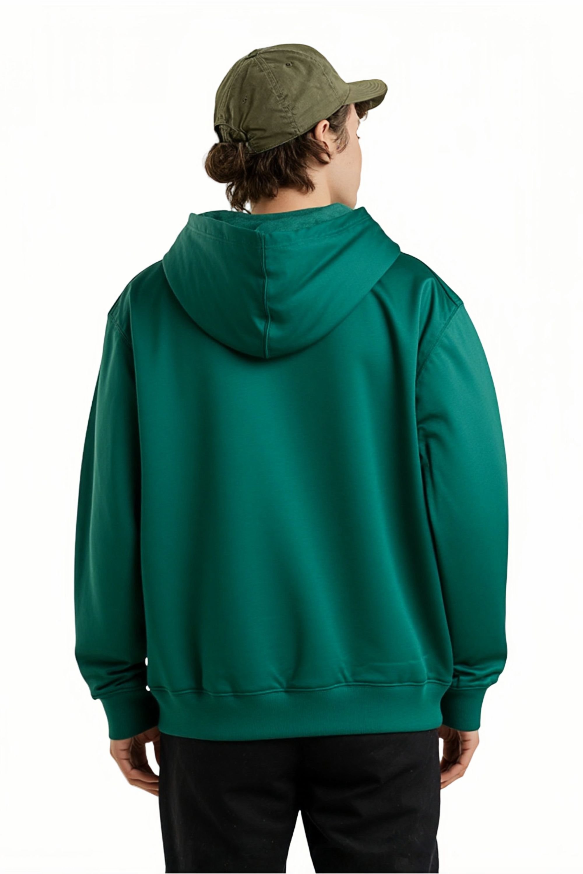 SweetLook SweetLook Men's Plain Full Zip Up Polyester Hoodies for Men Uk in Bottle Green - 2