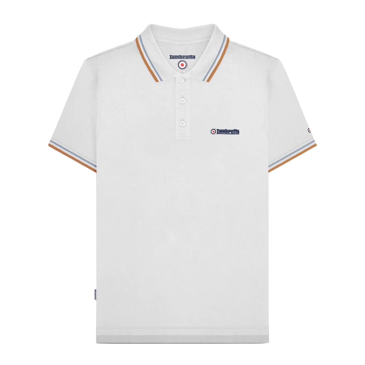 Lambretta Lambretta Men's SS25 Twin Tip Polo Shirt in White - 3