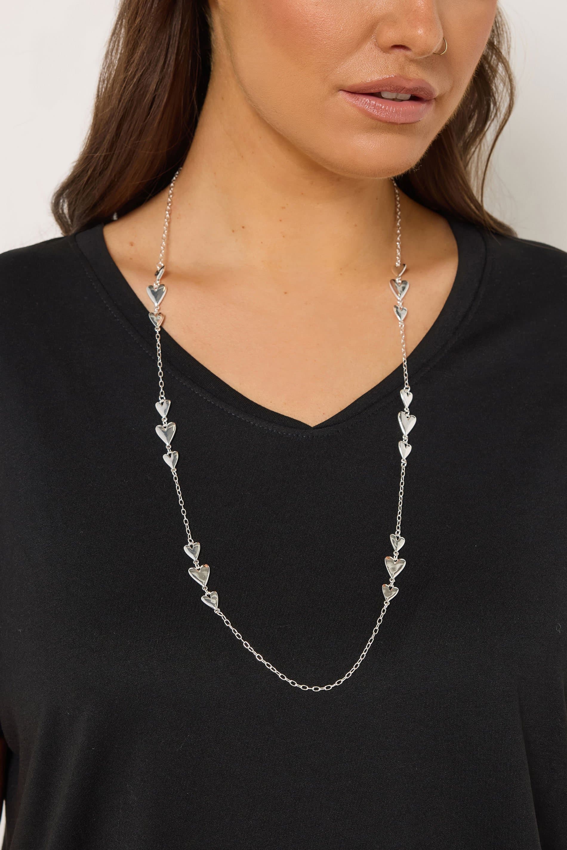 Yours Silver Tone Long Triple Heart Necklace